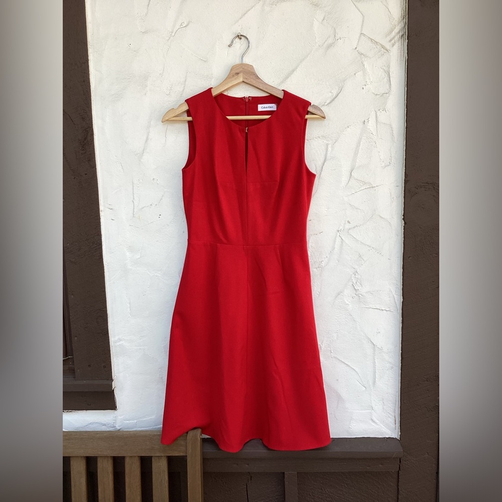 Vintage Red Calvin Klein dress- womens size 2 A line Dress